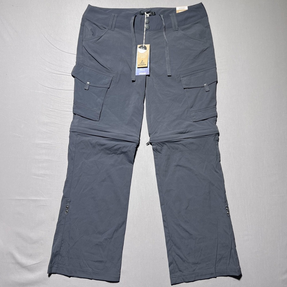 PrAna Sage Convertible Cargo Pants Womens 10‎ Coal Gray Stretch Short 30"